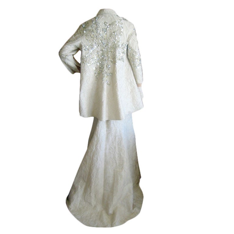 Elie Saab Haute Couture Ivory Gown with Jeweled Jacket sz L-XL