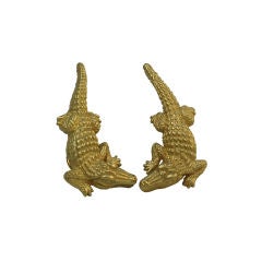 Vintage Barry Kieselstein-Cord 18 kt Gold  Alligator Earrings