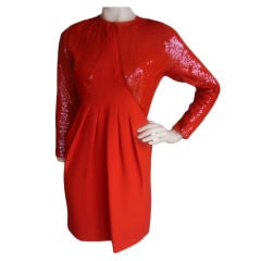 Elegantes rotes Vintage-Paillettenkleid von Geoffrey Beene