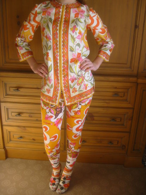 Very rare Silk top, with matching tights from Emilio Pucci Saks