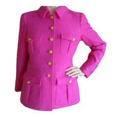 Chanel Military style Pink jacket with Gripoix Buttons Au'96
