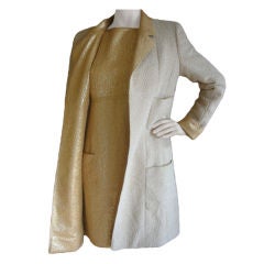 Chanel Gold Silk and Lurex  dress with matching  Coat  Au' 96