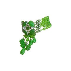 Miriam Haskell Important Dramatic Emerald Glass Necklace
