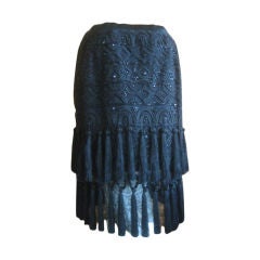 Oscar de la Renta Tassel and bead lace skirt