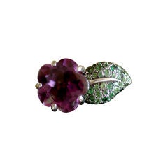 Chanel Fine Jewelry Flower Series Amethyst and Tsavorite Ring