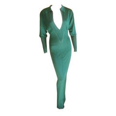 Early Vintage Azzedine Alaia Green Gown