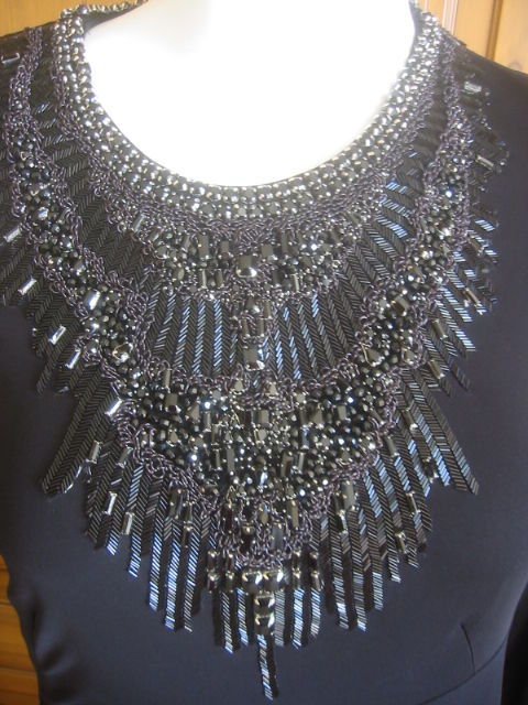 Alexander McQueen Amazing Jet Jeweled Little Black Dress sz 44