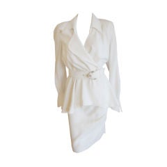 Thierry Mugler Elegantly Draped Ivory Suit Never worn w Tags