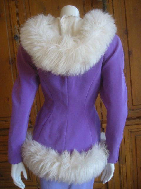 Thierry Mugler Rockin Ski Jacket w Faux Fur Hood and Trim.<br />
This is a sculptural masterwork, the details are amazing.<br />
This is from Thierry Mugler Activ Label, which I can only assume was a skiwear collection.<br />
Sz 42<br />
<br