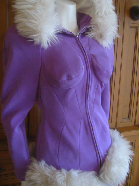 Women's Thierry Mugler Rockin Ski Jacket w Faux Fur Hood and Trim