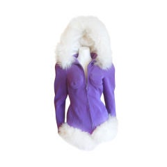 Veste de ski Thierry Mugler Rockin avec capuche et bordure en fausse fourrure