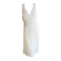 Mary McFadden Couture 70's Pleated Racer back Grecian Dress