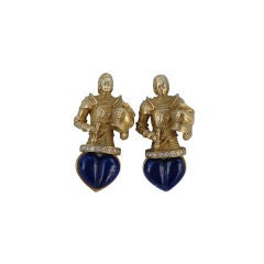 Vintage Barry Kieselstein-Cord 18kt gold Lapis Knight Earrings