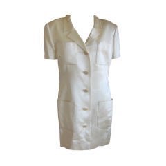 Chanel Silk Satin shirtdress Large Coco Buttons  44