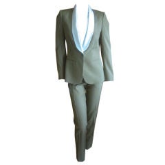Alexander McQueen early crisply tailored suit w Bumster trousers