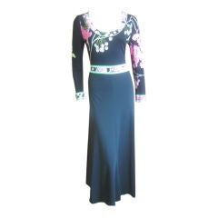 Leonard Paris Sexy Vintage Silk Jersey Scoop Neck Dress