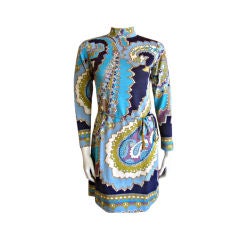 Leonard Paris Vintage 1970 Psychadelic belted dress New in Bag