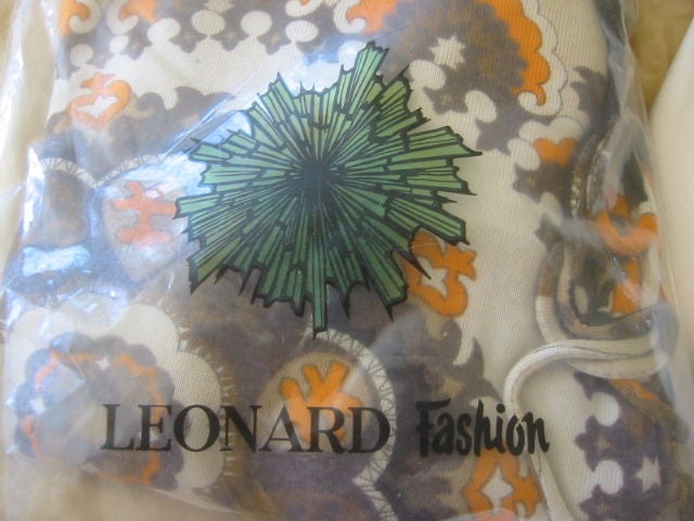 Leonard Paris  vintage 1970 belted dress New in Bag 3
