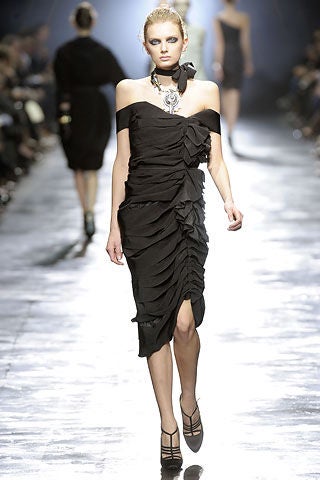 Exquisite Little Black Dress by Alber Elbaz for Lanvin, fall 2008<br />
 New with Tags, retail $5770<br />
It has a boned inner bodice, and a wonderful cascade of ruffles, so sweet<br />
sz 34<br />
<br />
Bust 32
