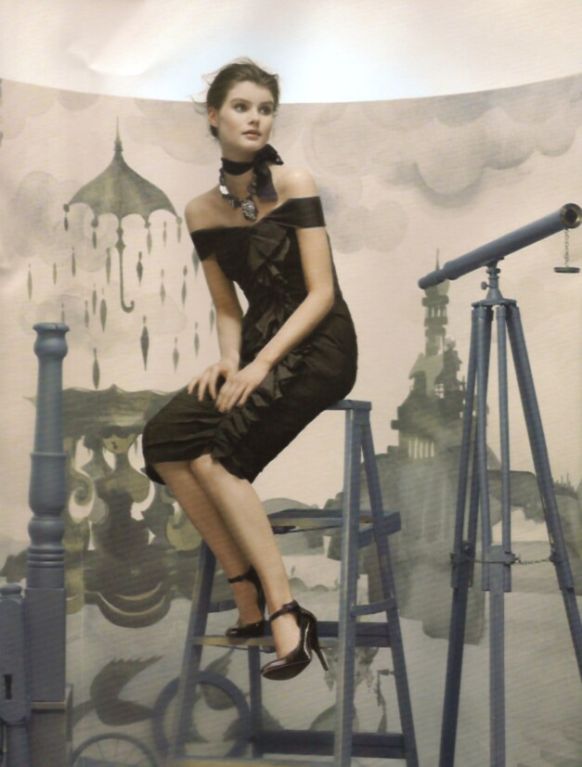 Women's Ruffled off shoulder Little Black Dress ; Lanvin by Alber Elbaz