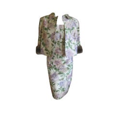 Dolce & Gabbana Silk Floral Dress Matching Jacket Mink Trim