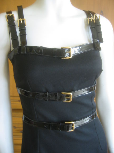 Women's Dolce & Gabbana Sexy Little Black Dress w Patent Bondage Straps