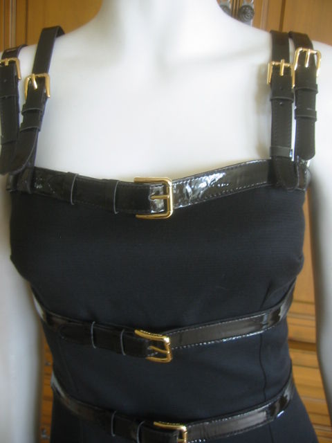 Dolce & Gabbana Sexy Little Black Dress w Patent Bondage Straps 2