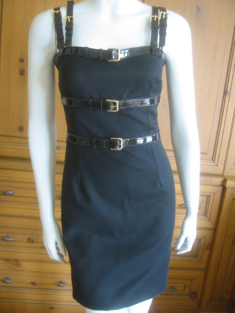 Dolce & Gabbana Sexy Little Black Dress w Patent Bondage Straps 3