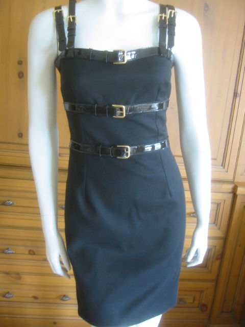 Dolce & Gabbana Sexy Little Black Dress w Patent Bondage Straps 5