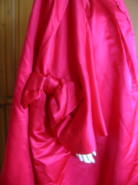 Norell 1950's Dramatic Fucia Silk Opera Coat/Cape 1