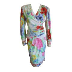 Leonard Paris chic silk jersey floral dress