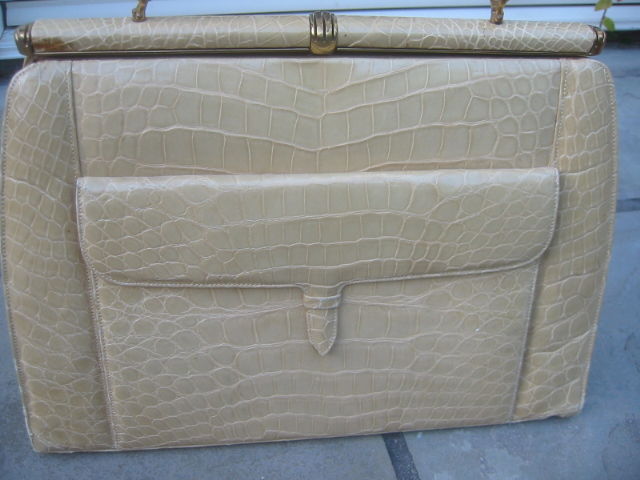 Lucille de Paris Tan Large Alligator Handbag 1