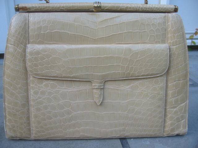 Lucille de Paris Tan Large Alligator Handbag 3