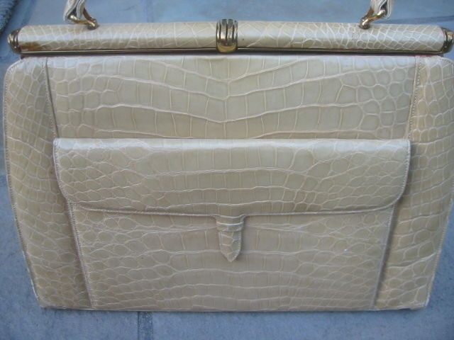 Lucille de Paris Tan Large Alligator Handbag 6
