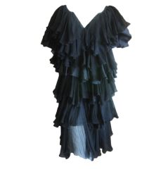 Chloe vintage romantic black ruffle tier dress