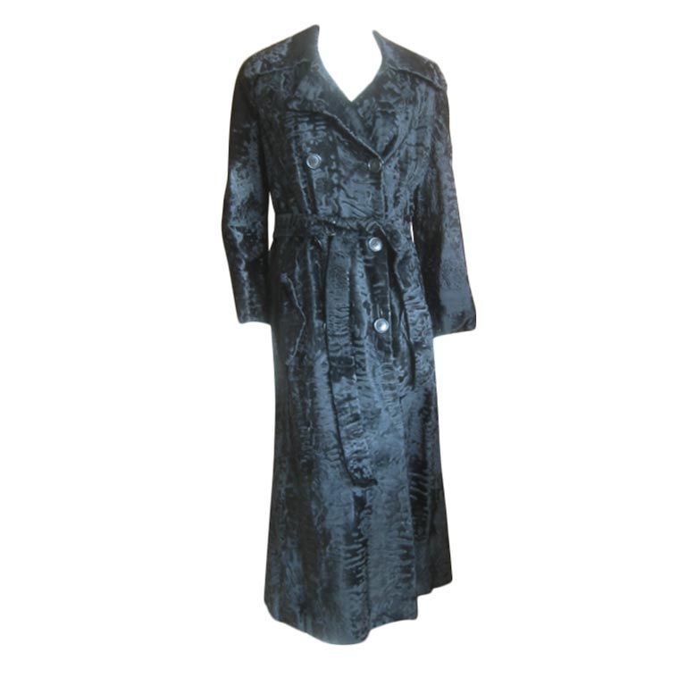 Luxurious Swakara lamb black trench coat from Ben Kahn