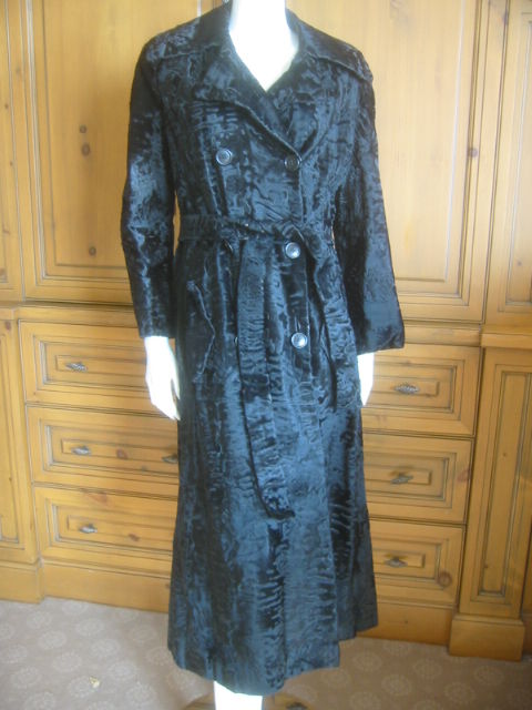 Luxurious Swakara lamb black trench coat from Ben Kahn<br />
Bust 37
