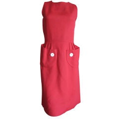 Pauline Trigere 1960's red linen dress