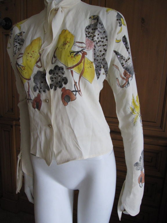 Tina Leser hand painted beaded 