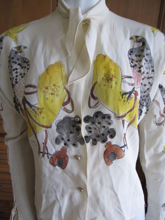 Tina Leser hand painted beaded 