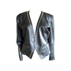 Retro Yves Saint Laurent Studded leather jacket