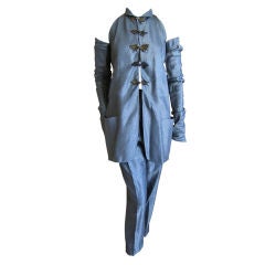 Romeo Gigli pewter suit with detached sleeves
