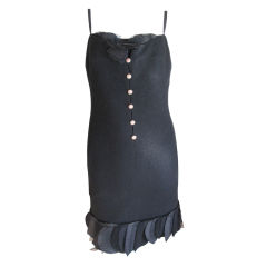 Chanel little black boucle dress with "petal" trim