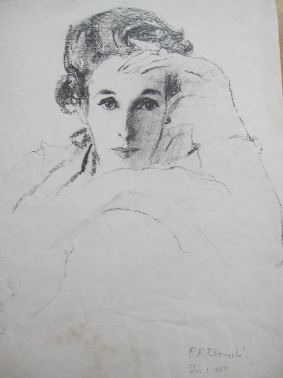 Women's or Men's Babe Paley original portrait by Rene Bouche 1954