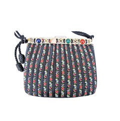Judith Leiber Rare Tapestry and leather bag semi precious clasp