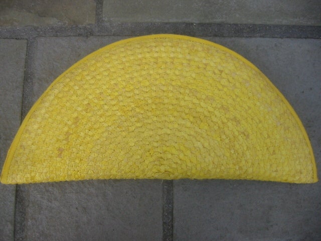 Bold yellow vintage raffia clutch/wallet