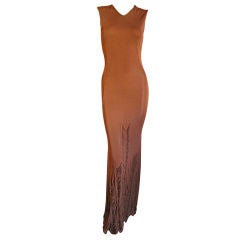 Jean Paul Gaultier Body con Rust dress with shredded details New