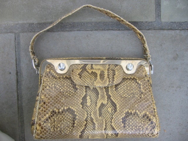 Vintage Python bag with bold hardware<br />
10