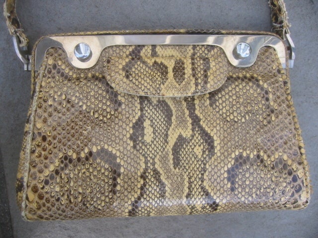 Women's Vintage Python bag with bold hardware