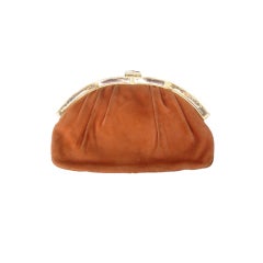 Judith Leiber soft suede clutch with horn trim